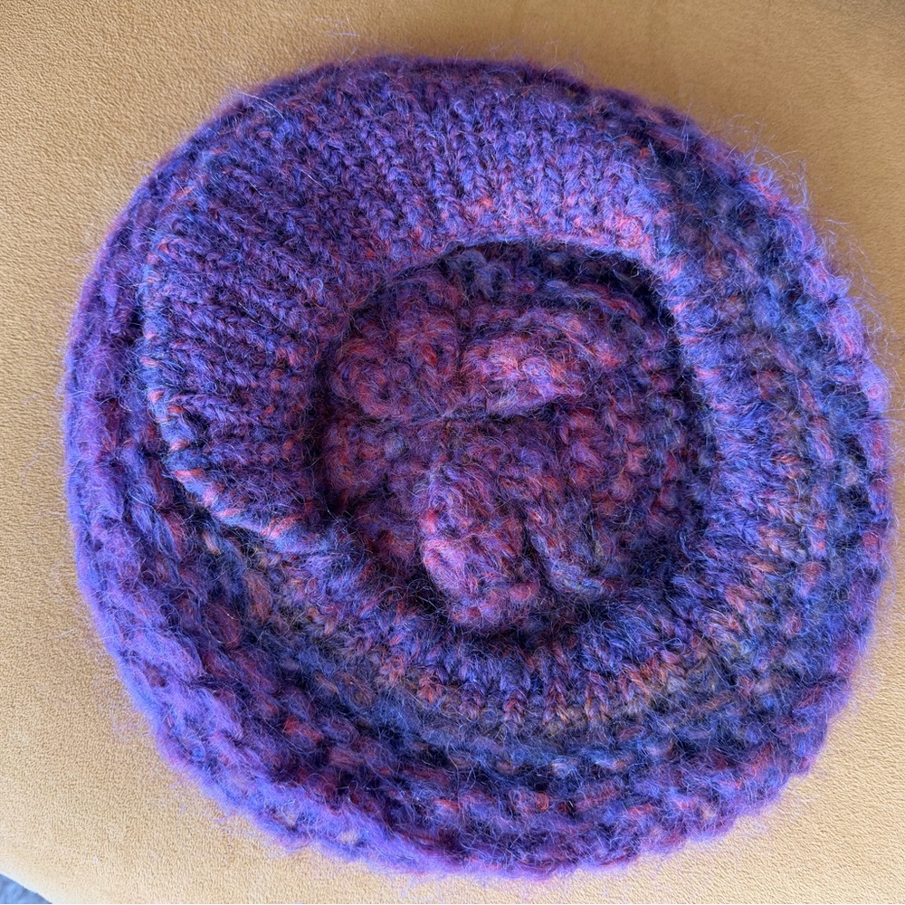 Italian Purple Knit Pageboy Hat - Picture 8 of 9